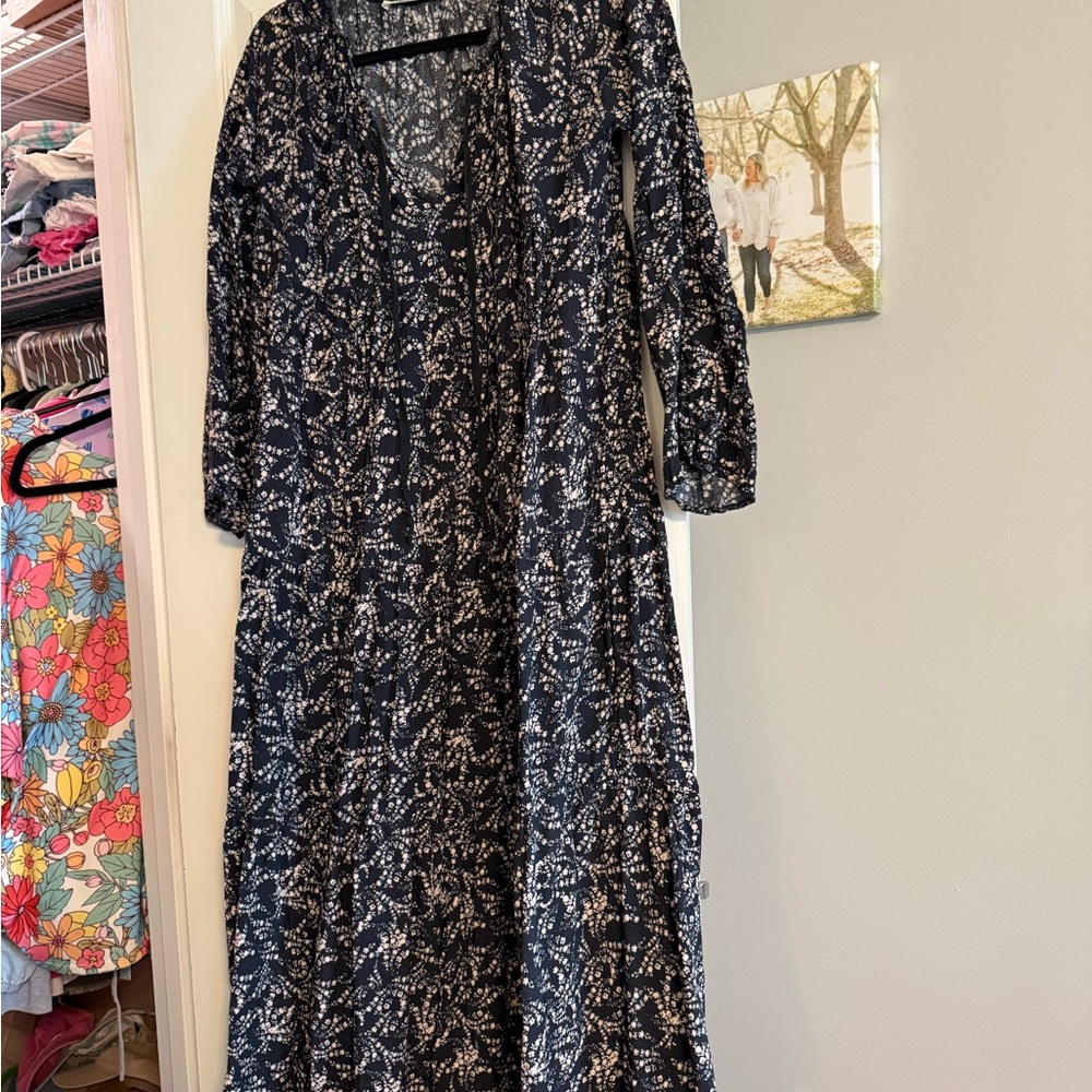 Elegant Blue Floral Women's Dress